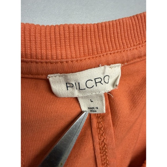 Anthropologie PILCRO Orange Pleated Swing Cotton T-Shirt. Sz L - Picture 7 of 15